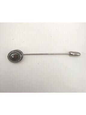 Sarah Coventry Vintage Silver Tone Stick Pin with Black Oval Stone